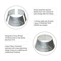 Best Pirce 🎉 Glitzhome® Silver 22" LED Merry 🎄 Christmas Cutout Metal Tree Collar ✨ -Glitzhome Sales D479559S 7