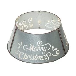 Best reviews of 👍 Glitzhome® Silver 26" LED Merry 🔔 Christmas Cutout Metal Tree Collar 🥰