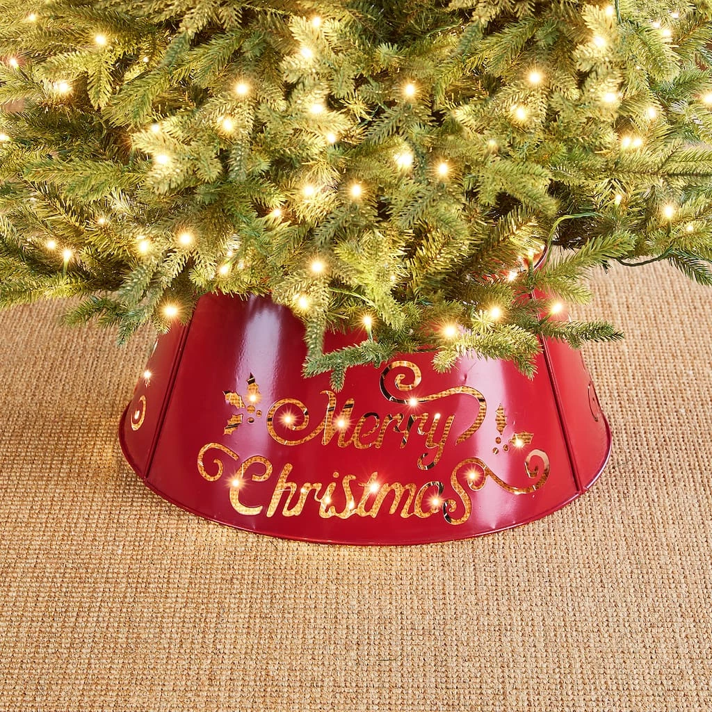 Best Sale β Glitzhome® Red 22" LED Merry π Christmas Cutout Metal Tree Collar π 4 Best Sale β Glitzhome® Red 22" LED Merry π Christmas Cutout Metal Tree Collar π - Image 2