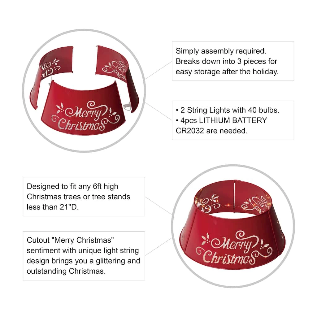 Best Sale β Glitzhome® Red 22" LED Merry π Christmas Cutout Metal Tree Collar π 9 Best Sale β Glitzhome® Red 22" LED Merry π Christmas Cutout Metal Tree Collar π - Image 7