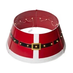 Discount 🌟 Glitzhome® Red 22" LED Metal Santa Belt Tree Collar 🎁