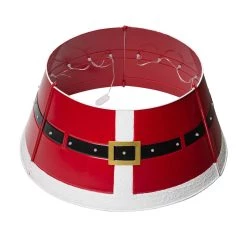 Discount 🌟 Glitzhome® Red 22" LED Metal Santa Belt Tree Collar 🎁 -Glitzhome Sales D479562S 4