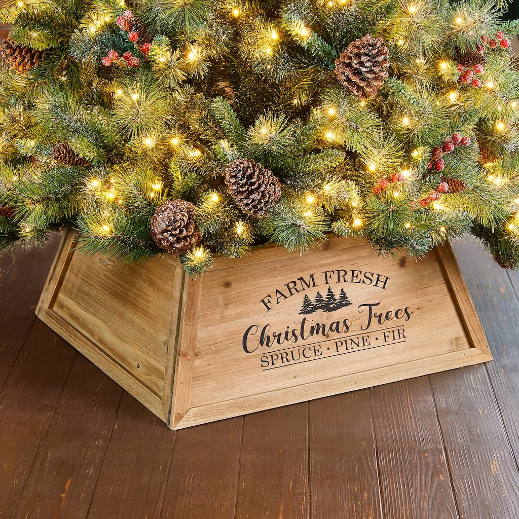Cheap π Glitzhome® Natural 26" Farm Fresh π Christmas Trees Wooden Trapezoid Tree Collar β€οΈ 4 Cheap π Glitzhome® Natural 26" Farm Fresh π Christmas Trees Wooden Trapezoid Tree Collar β€οΈ - Image 2