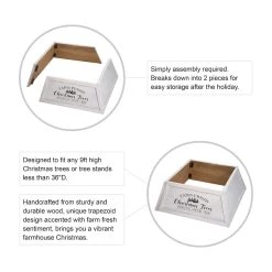 Wholesale 🔔 Glitzhome® White 26" Farm Fresh 🎄 Christmas Trees Wooden Trapezoid Tree Collar ⌛ -Glitzhome Sales D479572S 7
