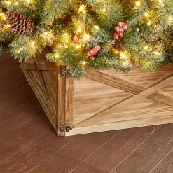 Buy 🔥 Glitzhome® 26" Natural Wooden Tree Collar 🌟 -Glitzhome Sales D479573S 3