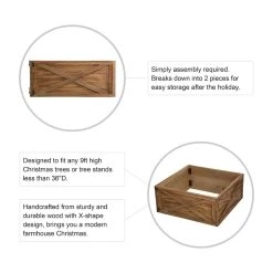 Buy 🔥 Glitzhome® 26" Natural Wooden Tree Collar 🌟 -Glitzhome Sales D479573S 7