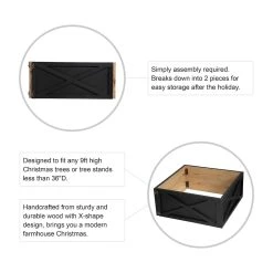 New ✔️ Glitzhome® 26" Black Wooden Tree Collar 🔥 -Glitzhome Sales D479575S 7