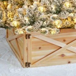 Hot Sale 🧨 Glitzhome® 26" Natural Wooden Tree Collar 🔥 -Glitzhome Sales D479578S 3