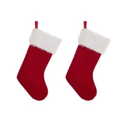 Deals 🤩 Glitzhome® 20" Red Knitted Stocking With Faux Fur Cuff, Set Of 2 🛒