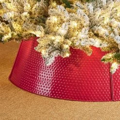 Discount 💯 Glitzhome® Red 40.5" 🔨 Hammered Metal Tree Collar ✔️ -Glitzhome Sales D479580S 3
