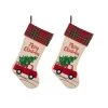 Budget 😀 Glitzhome® 21" Red Truck Embroidered Linen Stocking, Set Of 2 🔥 -Glitzhome Sales D479588S 1