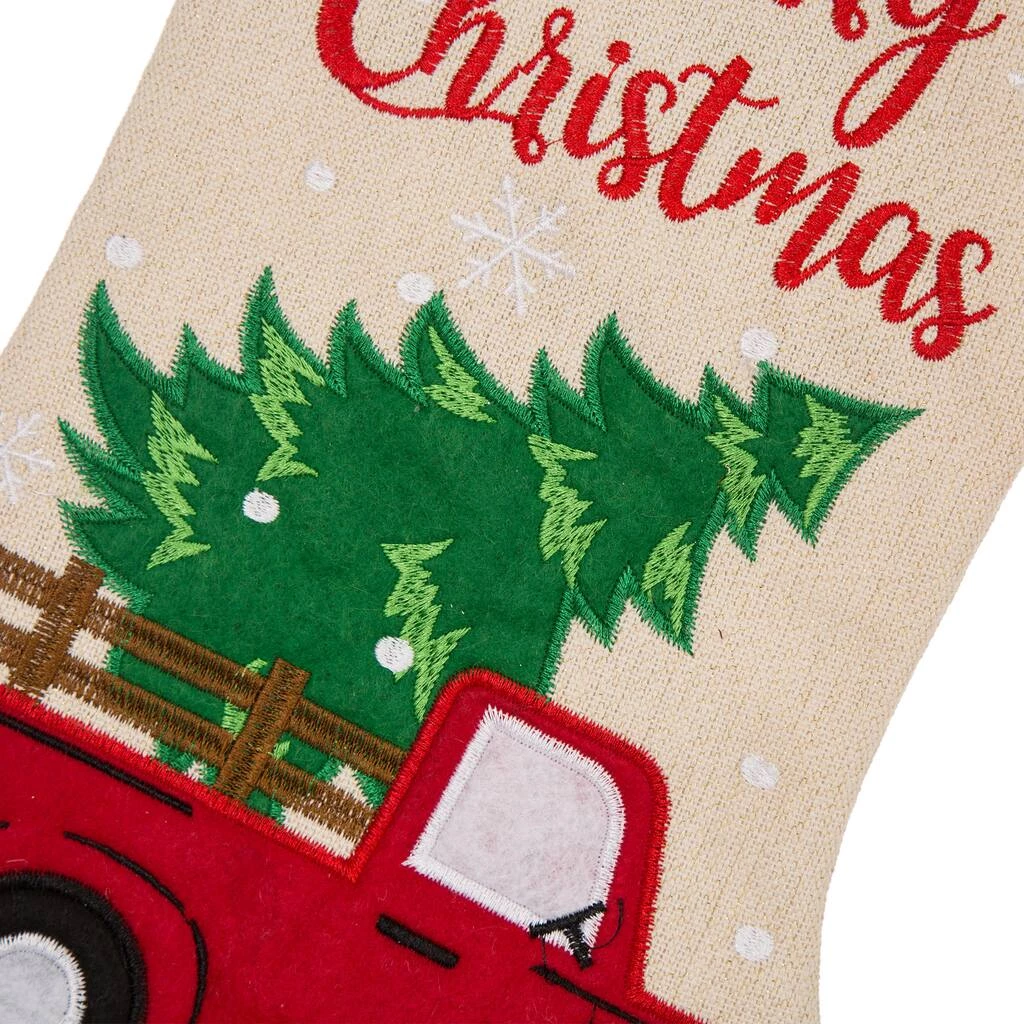Promo π Glitzhome® Embroidered Red Truck Linen Stockings & Tree π Skirt Set π 8 Promo π Glitzhome® Embroidered Red Truck Linen Stockings & Tree π Skirt Set π - Image 6