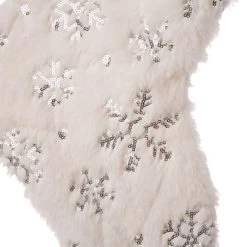 Best Pirce 🎁 Glitzhome® 21" White Plush Snowflake Stocking, Set Of 2 👍 -Glitzhome Sales D479595S 5