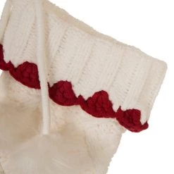 New ⭐ Glitzhome® 22" White Knitted Polyester 🔔 Christmas Stocking with Red Trim & Pom Pom, 2ct. 🎁 -Glitzhome Sales D479599S 6