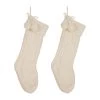 Buy 👏 Glitzhome® 24" White Knitted Polyester 🎄 Christmas Stocking with Pom Pom, 2ct. 🎉 -Glitzhome Sales D479602S 1