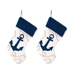 Promo ✨ Glitzhome® 19" Anchor Hooked Stockings, 2ct. 🎁