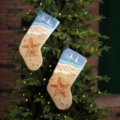 Cheapest 🛒 Glitzhome® 19" 3D Starfish Hooked Stockings, 2ct. ⭐ -Glitzhome Sales D479619S 3