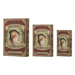 Promo π Glitzhome® π Christmas Santa's Plaid Book Box Set π