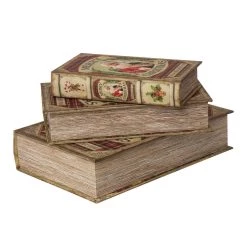Promo 😉 Glitzhome® 🔔 Christmas Santa's Plaid Book Box Set 🌟 -Glitzhome Sales D479622S 3