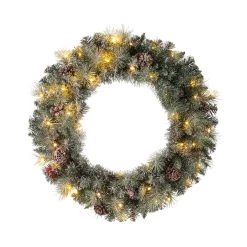 Best Pirce 👏 Glitzhome® 30" LED Glittered Pinecone ❄ Christmas Wreath 🤩