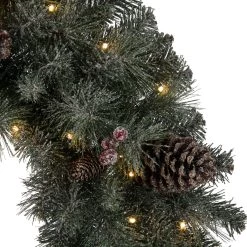 Best Pirce 👏 Glitzhome® 30" LED Glittered Pinecone ❄ Christmas Wreath 🤩 -Glitzhome Sales D493613S 6
