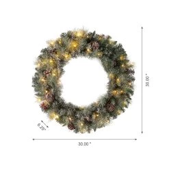 Best Pirce 👏 Glitzhome® 30" LED Glittered Pinecone ❄ Christmas Wreath 🤩 -Glitzhome Sales D493613S 7