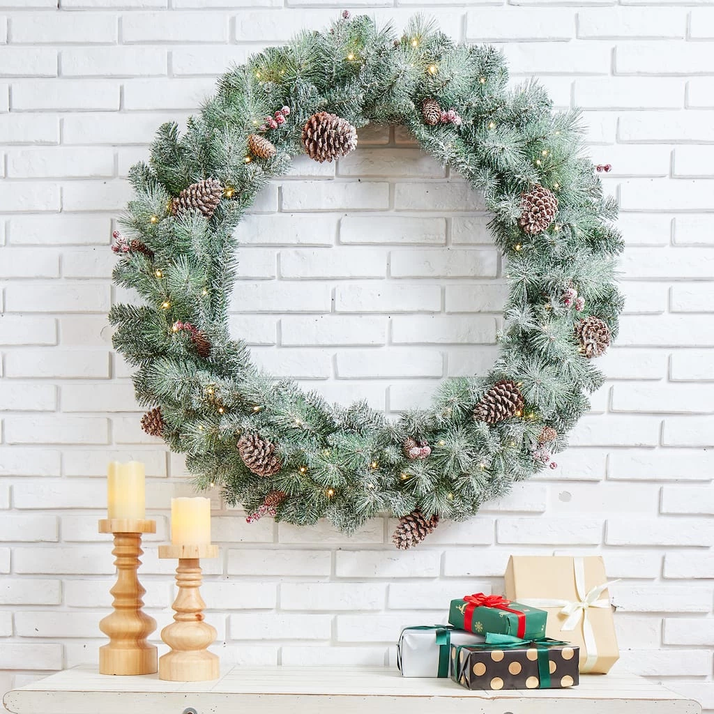 Top 10 π Glitzhome® 36" LED Oversized Glittered Pinecone π Christmas Wreath π 5 Top 10 π Glitzhome® 36" LED Oversized Glittered Pinecone π Christmas Wreath π - Image 3