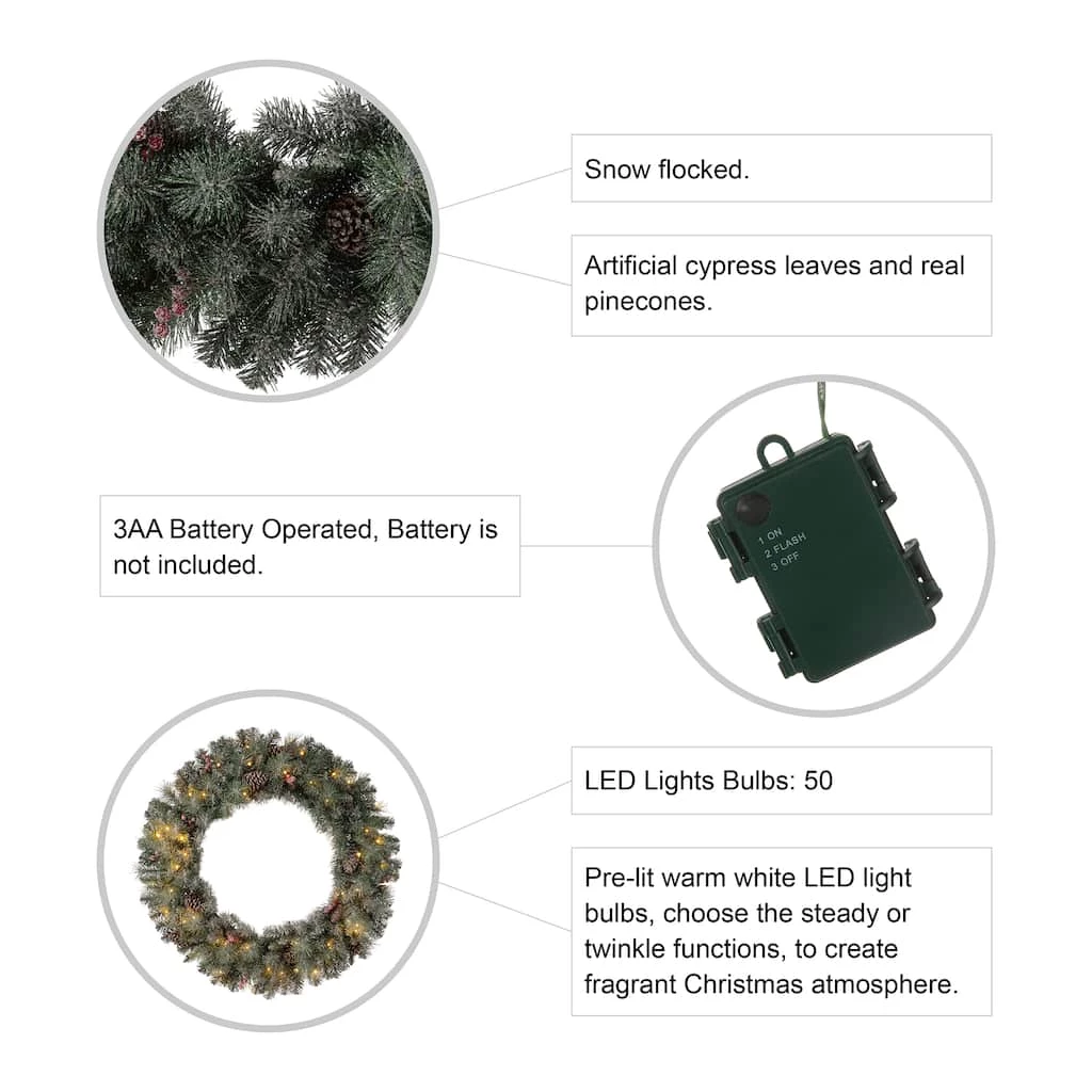 Top 10 π Glitzhome® 36" LED Oversized Glittered Pinecone π Christmas Wreath π 10 Top 10 π Glitzhome® 36" LED Oversized Glittered Pinecone π Christmas Wreath π - Image 8