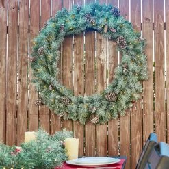 New 💯 Glitzhome® 42" LED Oversized Glittered Pinecone 🎅 Christmas Wreath ❤️ -Glitzhome Sales D493626S 3