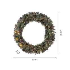 New 💯 Glitzhome® 42" LED Oversized Glittered Pinecone 🎅 Christmas Wreath ❤️ -Glitzhome Sales D493626S 7