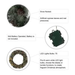 New 💯 Glitzhome® 42" LED Oversized Glittered Pinecone 🎅 Christmas Wreath ❤️ -Glitzhome Sales D493626S 8