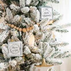 Wholesale 🌟 6ft. Pre-Lit Flocked Fir Artificial 🔔 Christmas Tree, Warm White LED Lights by Glitzhome 🔥 -Glitzhome Sales D494323S 5