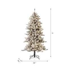 Wholesale 🌟 6ft. Pre-Lit Flocked Fir Artificial 🔔 Christmas Tree, Warm White LED Lights by Glitzhome 🔥 -Glitzhome Sales D494323S 6