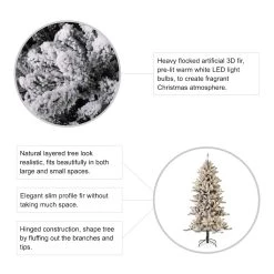 Wholesale 🌟 6ft. Pre-Lit Flocked Fir Artificial 🔔 Christmas Tree, Warm White LED Lights by Glitzhome 🔥 -Glitzhome Sales D494323S 7