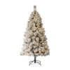 Buy 💯 6ft. Pre-Lit Flocked Pine Artificial 🎄 Christmas Tree, Warm White LED Lights by Glitzhome 🛒
