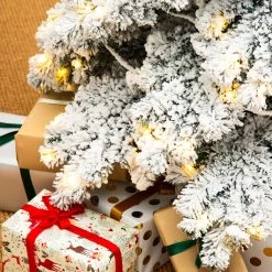 New ⭐ 7.5ft Pre-Lit Flocked Layered Spruce Artificial 🔔 Christmas Tree, Warm White LED Lights by Glitzhome 🔥 -Glitzhome Sales D494329S 5