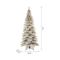 New ⭐ 7.5ft Pre-Lit Flocked Layered Spruce Artificial 🔔 Christmas Tree, Warm White LED Lights by Glitzhome 🔥 -Glitzhome Sales D494329S 6
