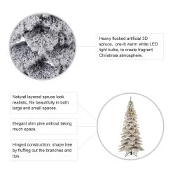 New ⭐ 7.5ft Pre-Lit Flocked Layered Spruce Artificial 🔔 Christmas Tree, Warm White LED Lights by Glitzhome 🔥 -Glitzhome Sales D494329S 7