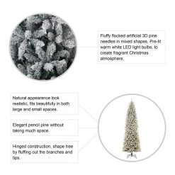 Flash Sale 🌟 9ft. Pre-Lit Flocked Fir Artificial 🔔 Christmas Tree, Warm White LED Lights by Glitzhome 💯 -Glitzhome Sales D494333S 7