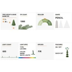 Flash Sale 🌟 9ft. Pre-Lit Flocked Fir Artificial 🔔 Christmas Tree, Warm White LED Lights by Glitzhome 💯 -Glitzhome Sales D494333S 8