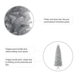 Cheap 🔥 7.5ft. Unlit Silver Tinsel Artificial 🎄 Christmas Tree by Glitzhome ⭐ -Glitzhome Sales D494334S 7
