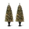 Brand new 👍 5ft. Pre-Lit Flocked Pine Artificial ❄ Christmas Tree, Warm White Lights, 2ct. by Glitzhome 👏 -Glitzhome Sales D494336S 1