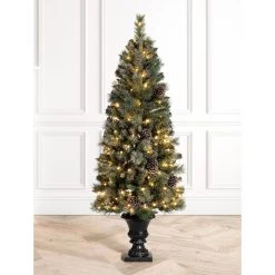 Brand new 👍 5ft. Pre-Lit Flocked Pine Artificial ❄ Christmas Tree, Warm White Lights, 2ct. by Glitzhome 👏 -Glitzhome Sales D494336S 3
