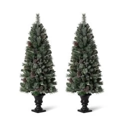 Brand new 👍 5ft. Pre-Lit Flocked Pine Artificial ❄ Christmas Tree, Warm White Lights, 2ct. by Glitzhome 👏 -Glitzhome Sales D494336S 6