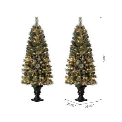 Brand new 👍 5ft. Pre-Lit Flocked Pine Artificial ❄ Christmas Tree, Warm White Lights, 2ct. by Glitzhome 👏 -Glitzhome Sales D494336S 7
