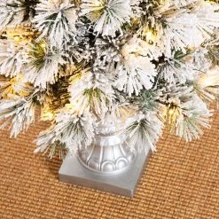 Outlet β€οΈ 4ft. Pre-Lit Flocked Pine Artificial β Christmas Tree in Silver Urn, Warm White Lights by Glitzhome π 13 Outlet β€οΈ 4ft. Pre-Lit Flocked Pine Artificial β Christmas Tree in Silver Urn, Warm White Lights by Glitzhome π -Glitzhome Sales D494337S 4