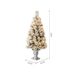 Outlet β€οΈ 4ft. Pre-Lit Flocked Pine Artificial β Christmas Tree in Silver Urn, Warm White Lights by Glitzhome π 16 Outlet β€οΈ 4ft. Pre-Lit Flocked Pine Artificial β Christmas Tree in Silver Urn, Warm White Lights by Glitzhome π -Glitzhome Sales D494337S 7
