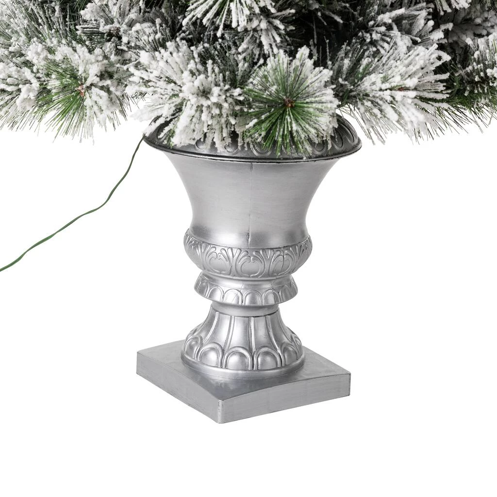 Outlet β 5ft. Pre-Lit Flocked Pine Artificial π Christmas Tree in Silver Urn, Warm White Lights by Glitzhome 𧨠8 Outlet β 5ft. Pre-Lit Flocked Pine Artificial π Christmas Tree in Silver Urn, Warm White Lights by Glitzhome 𧨠- Image 6