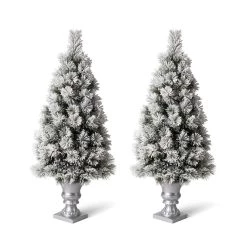 Wholesale π 4ft. Pre-Lit Flocked Pine Artificial π Christmas Tree in Planter Set, Warm White LED Lights by Glitzhome π 13 Wholesale π 4ft. Pre-Lit Flocked Pine Artificial π Christmas Tree in Planter Set, Warm White LED Lights by Glitzhome π -Glitzhome Sales D494339S 4