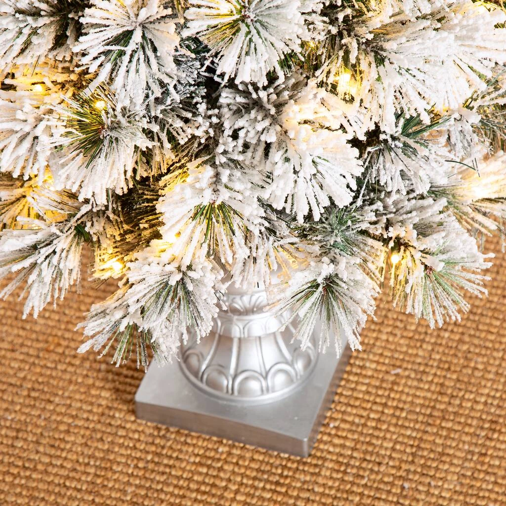 Wholesale π 4ft. Pre-Lit Flocked Pine Artificial π Christmas Tree in Planter Set, Warm White LED Lights by Glitzhome π 7 Wholesale π 4ft. Pre-Lit Flocked Pine Artificial π Christmas Tree in Planter Set, Warm White LED Lights by Glitzhome π - Image 5